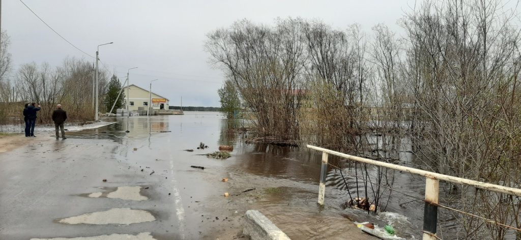 Разлилась широко вешняя вода. Северная Двина в поселке Березник по состоянию на 15 часов