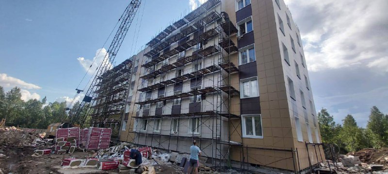 В поселке Талаги идет монтаж фасадов 44-квартирного дома