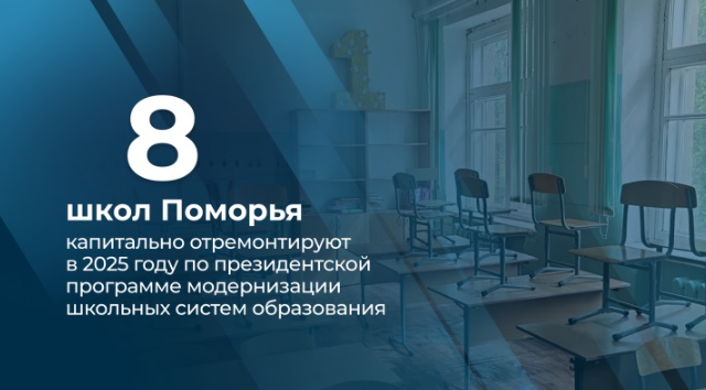 В 2025 году восемь школ Поморья будут отремонтированы по президентской программе