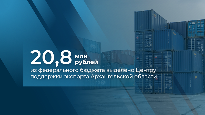 На развитие центра поддержки экспорта Архангельской области из федерального бюджета направят почти 20,8 млн рублей