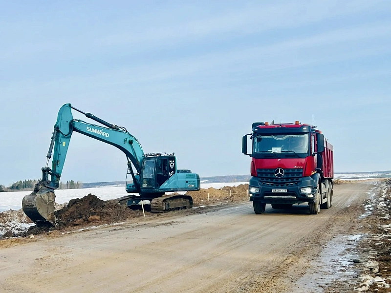 На автодороге Коноша – Вельск ведутся работы по устройству земляного полотна